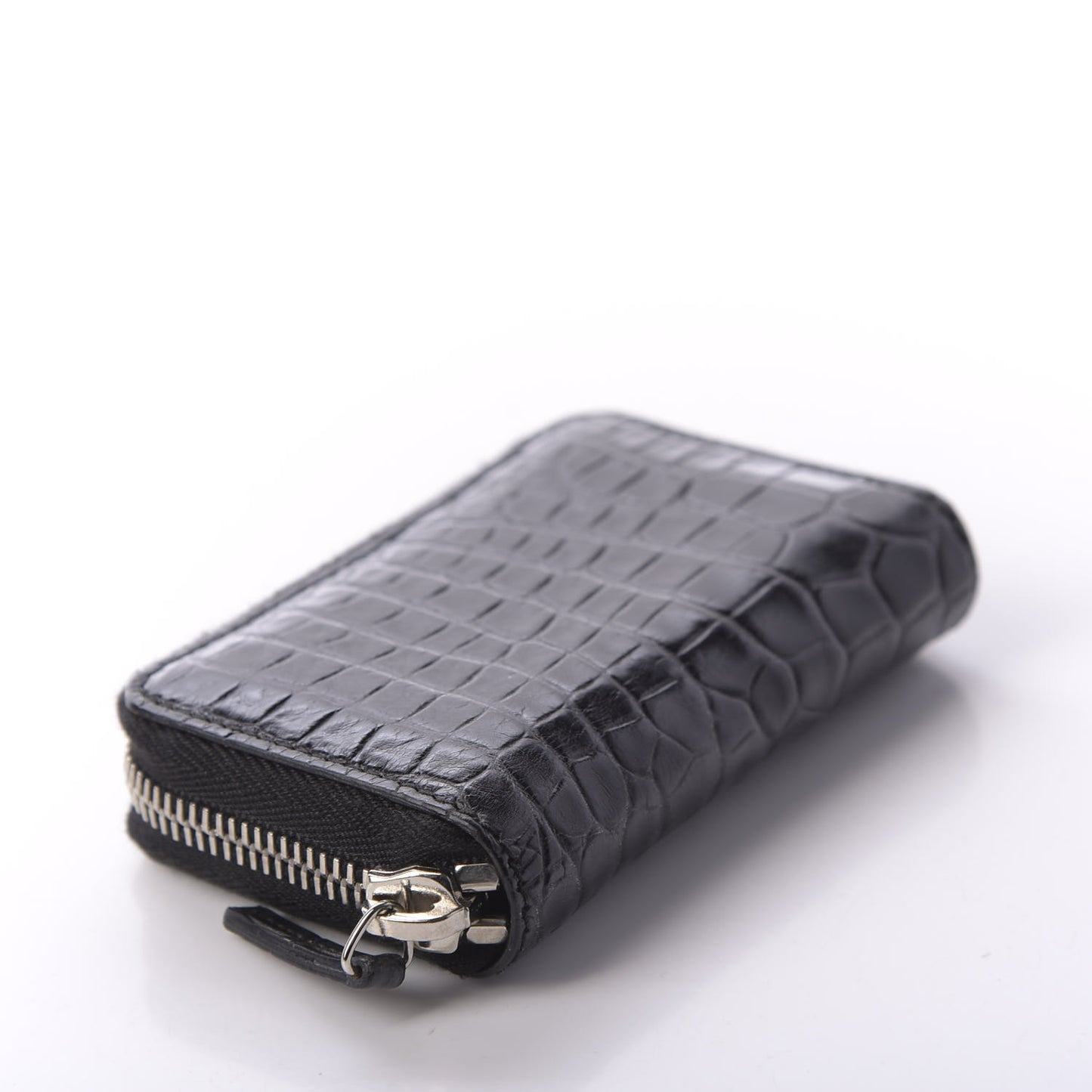 Crocodile Zip Around Card Case Black