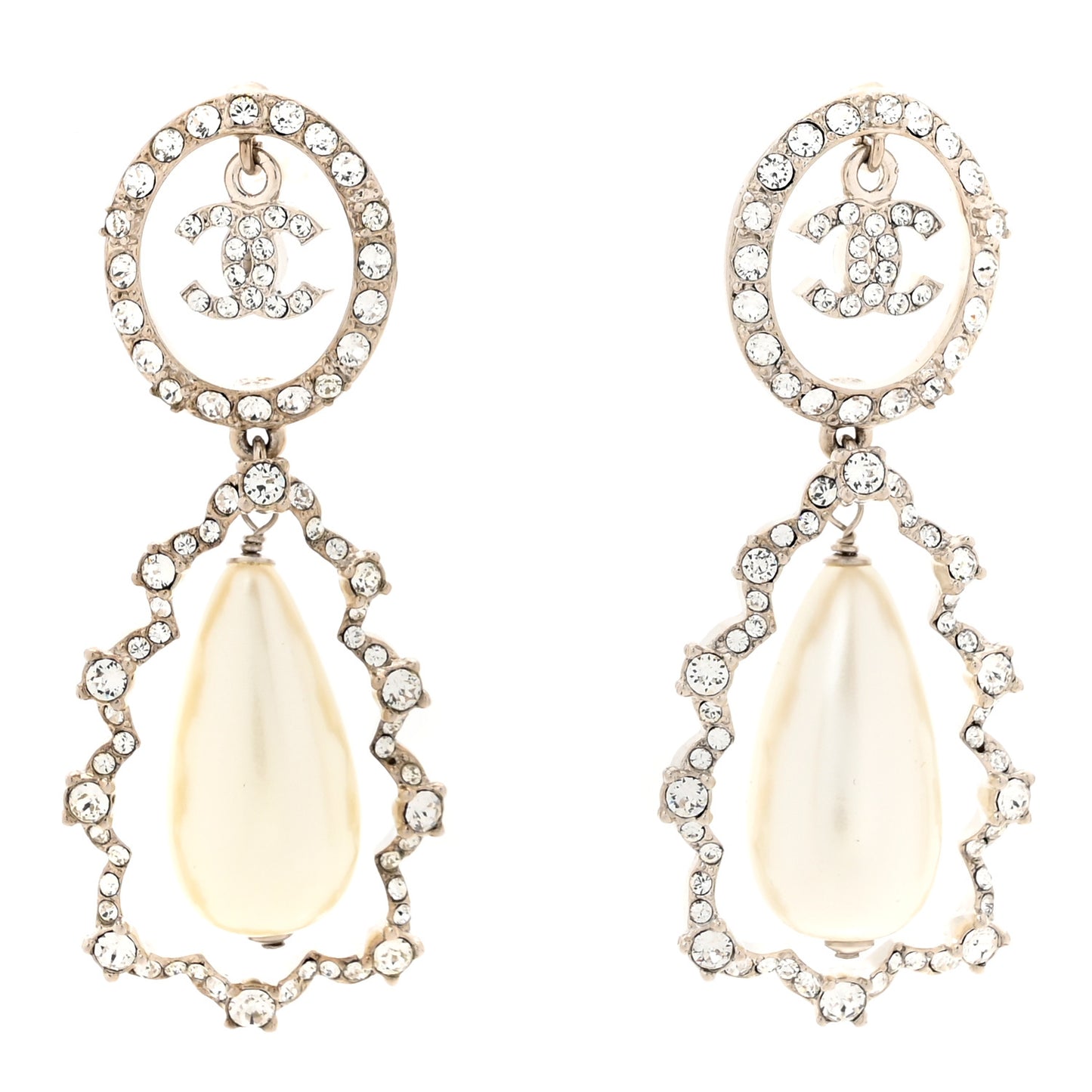 Crystal Pearl Imperial Bow Earrings Silver