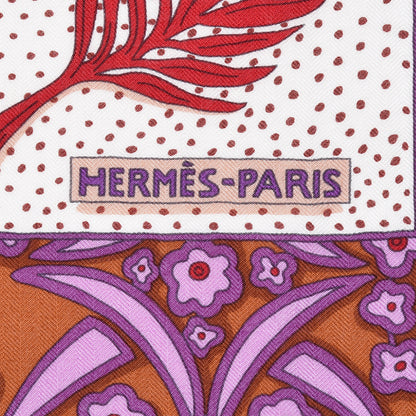 Hermes Cashmere Silk Zenobie Reine De Palmyre Scarf 140 Orange Rouge Violet 6 of 8