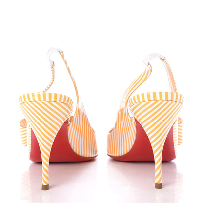 Christian Louboutin Patent Stripes Clare Nodo 80 Pumps 40 Banana White 6 of 8