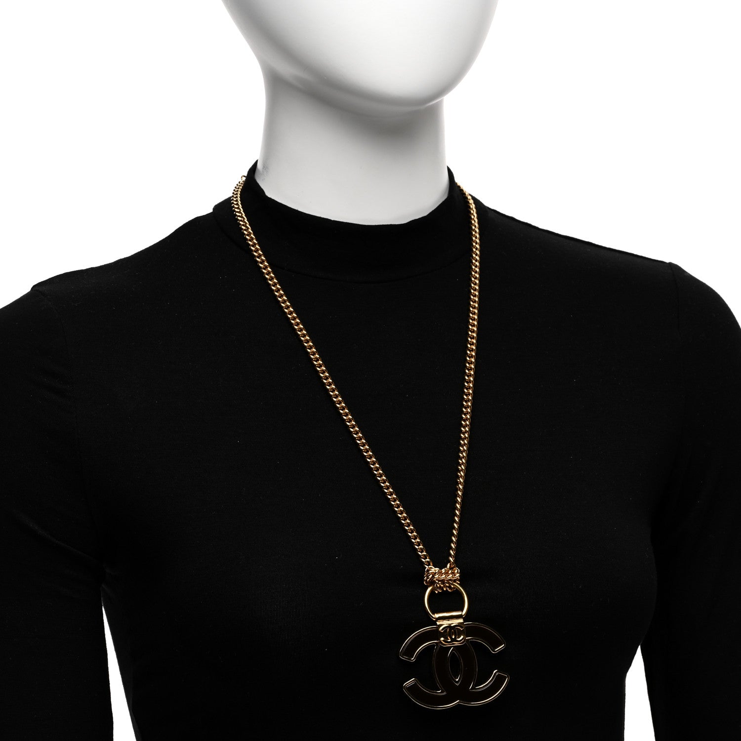 Chanel Metal Resin CC Pendant Necklace Gold Brown 2 of 6