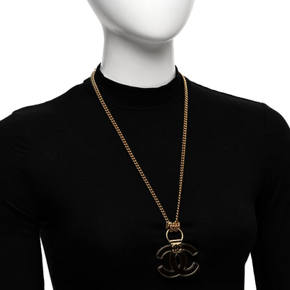 Chanel Metal Resin CC Pendant Necklace Gold Brown 2 of 6