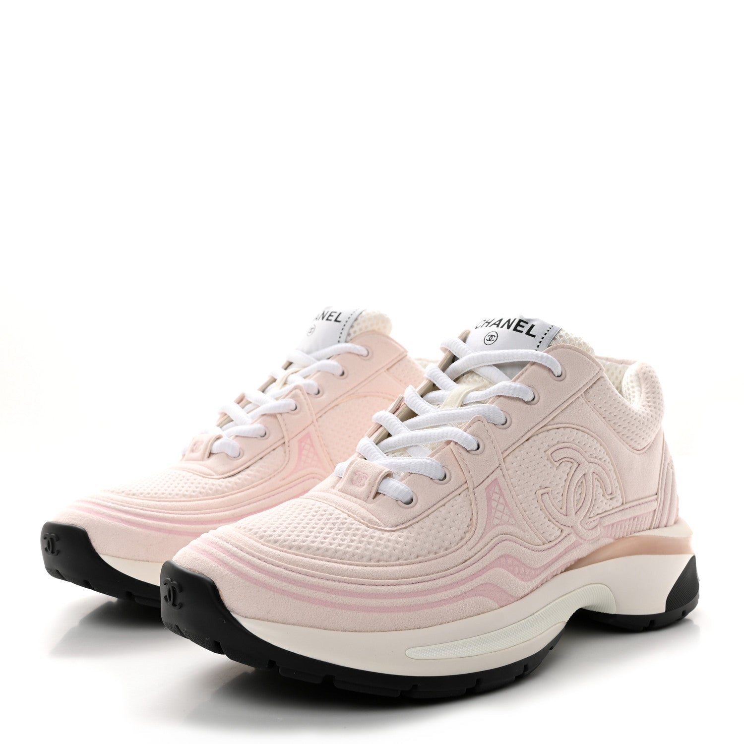 Chanel Fabric CC Womens Sneakers 37 Light Pink 3 of 9