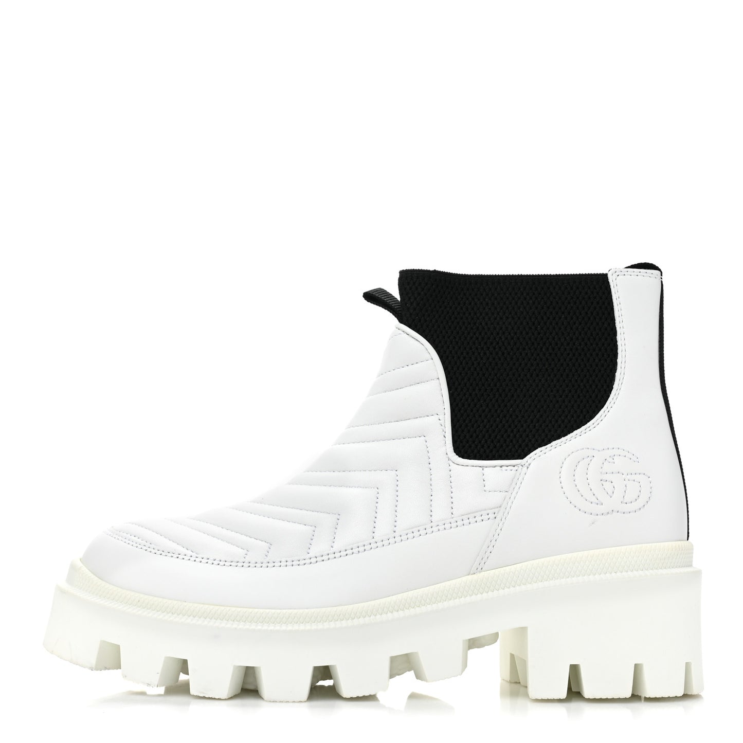 Calfskin Nappa Matelasse Frances Chelsea Boots 38 Great White Black