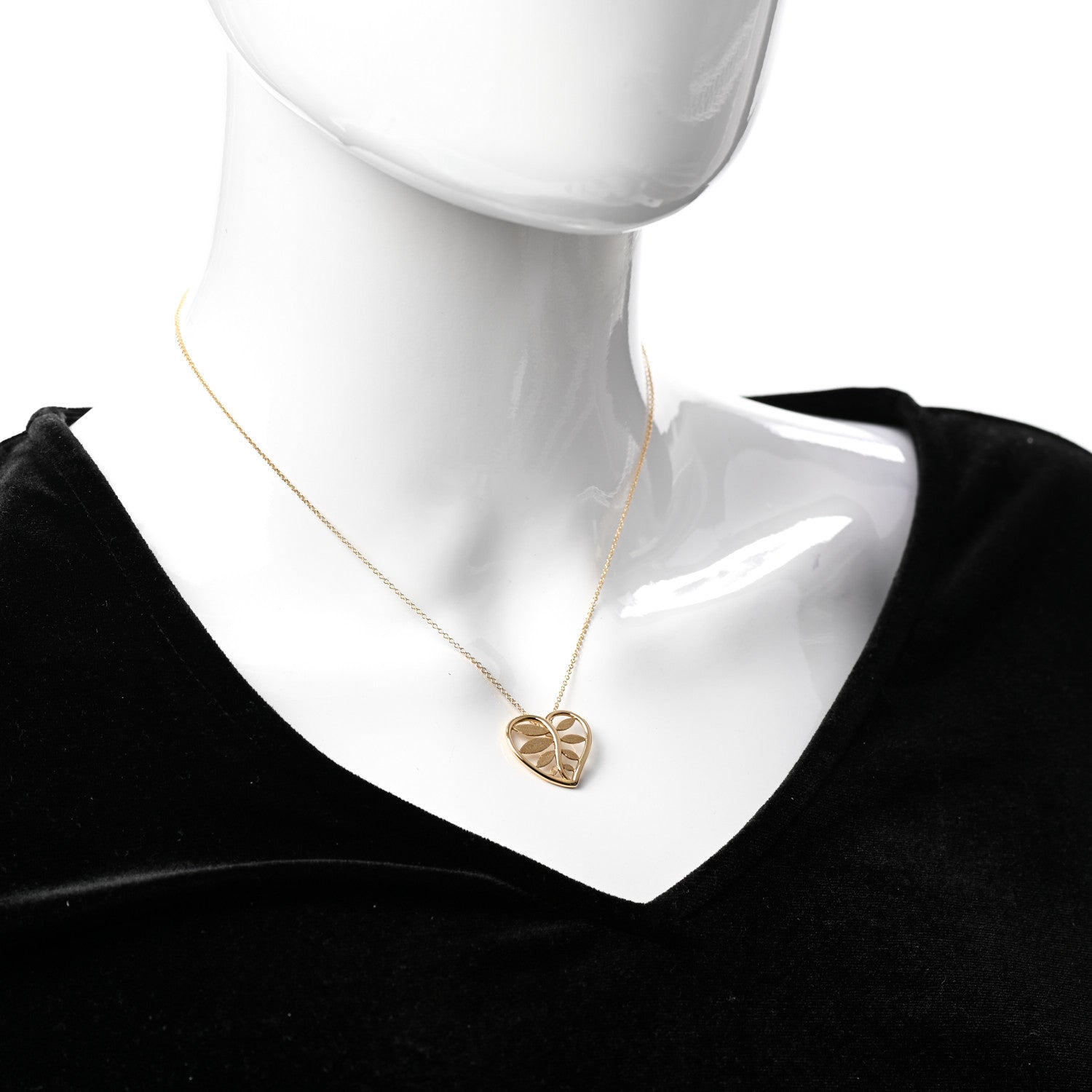 Tiffany 18K Yellow Gold Paloma Picasso Villa Paloma Heart Palm Pendant Necklace 2 of 7