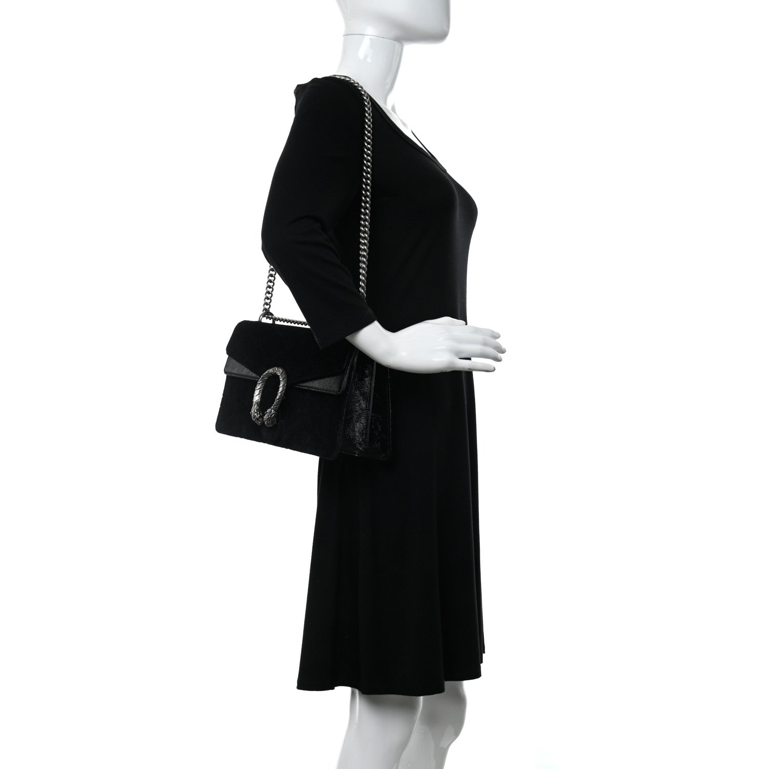 Gucci Velvet GG Monogram Small Dionysus Shoulder Bag Black 2 of 10