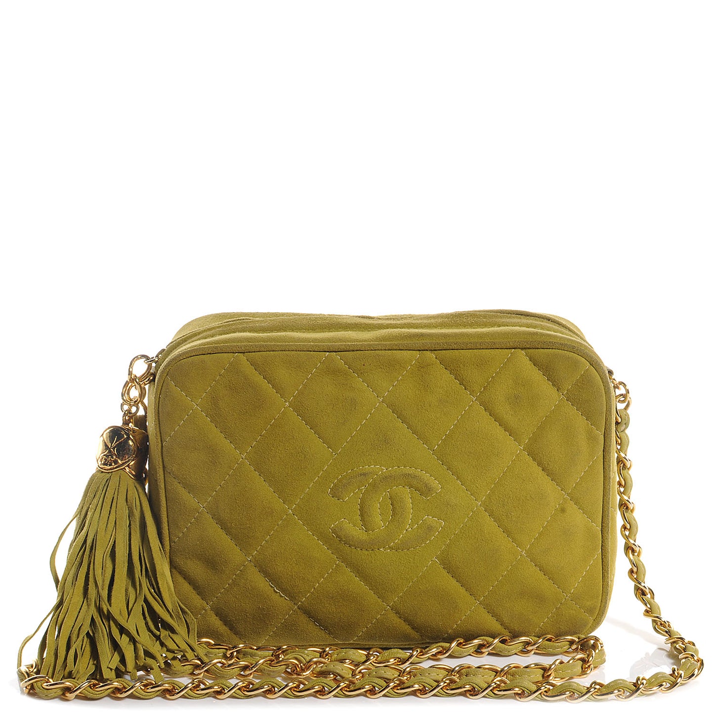 Suede Tassel Camera Case Chartreuse