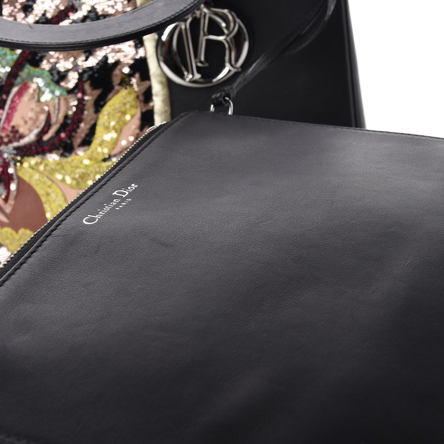 Sequin Embroidered Smooth Calfskin Medium Diorissimo Black