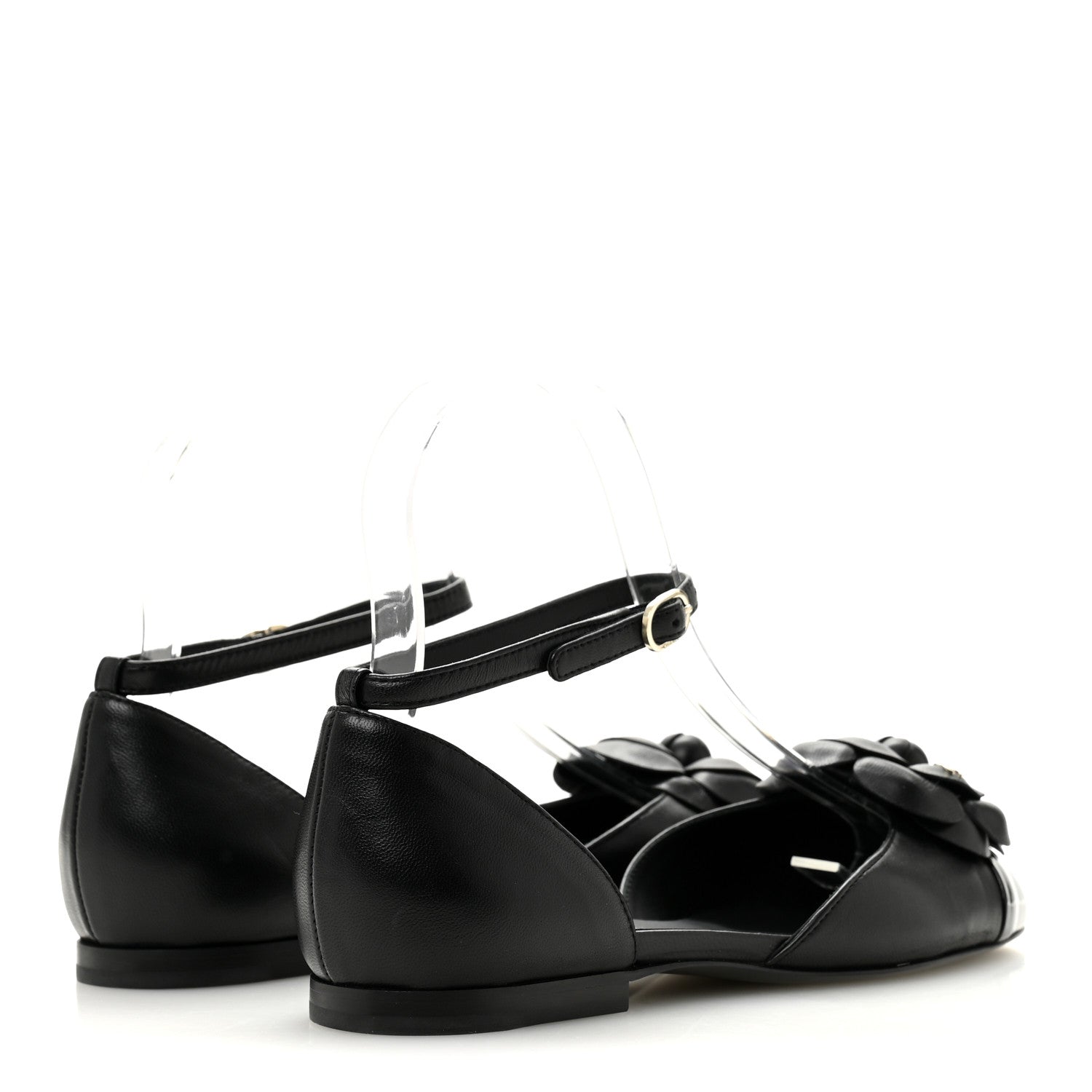 Chanel Lambskin Patent Calfskin Cap Toe Camellia Mary Jane Flats 36 Black 5 of 10