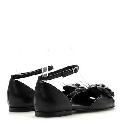 Chanel Lambskin Patent Calfskin Cap Toe Camellia Mary Jane Flats 36 Black 5 of 10