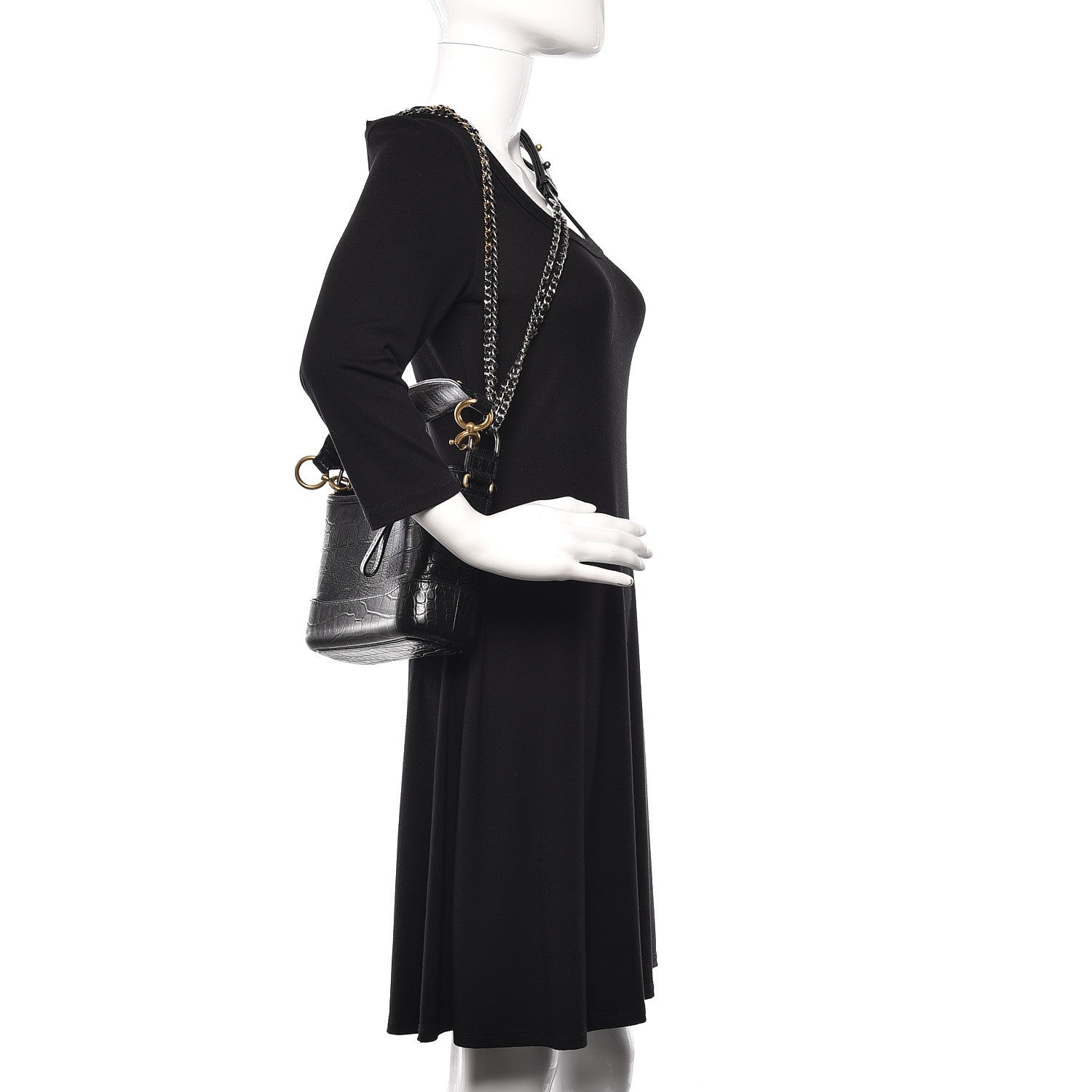 Chanel Calfskin Crocodile Embossed Small Gabrielle Cocodile Hobo Black 1 of 11