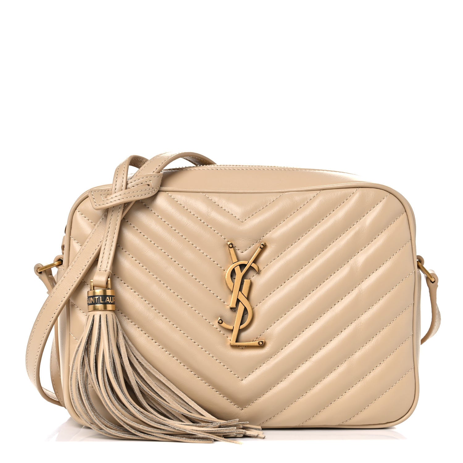 Saint Laurent Calfskin Matelasse Monogram Lou Camera Bag Dark Beige 1 of 10