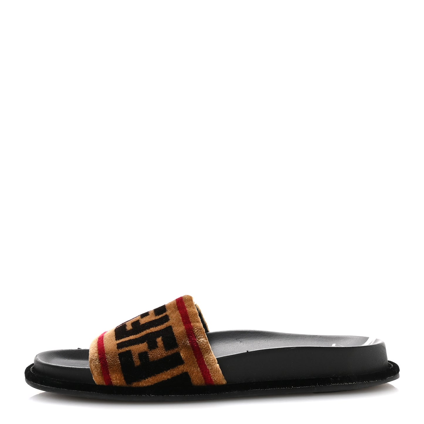 Velvet FF Flat Slide Sandals 38 Testa Di Moro Tobacco Fragola