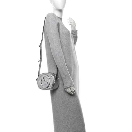 Metallic Sakai Be Green Calfskin Diagonal Stitched Mini Blondie Shoulder Bag Silver