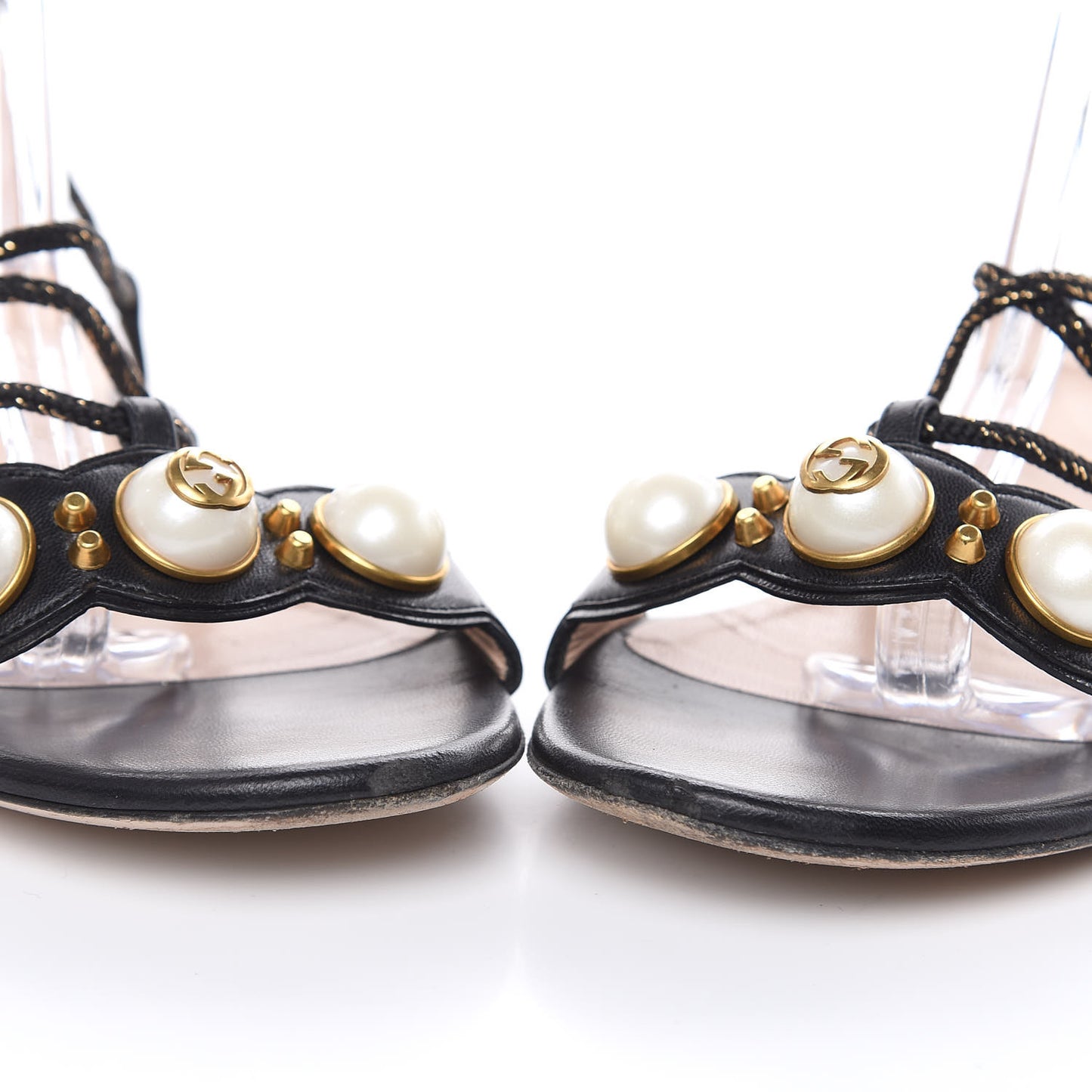 Malaga Kid Pearl Lace Up Sandals 35 Black