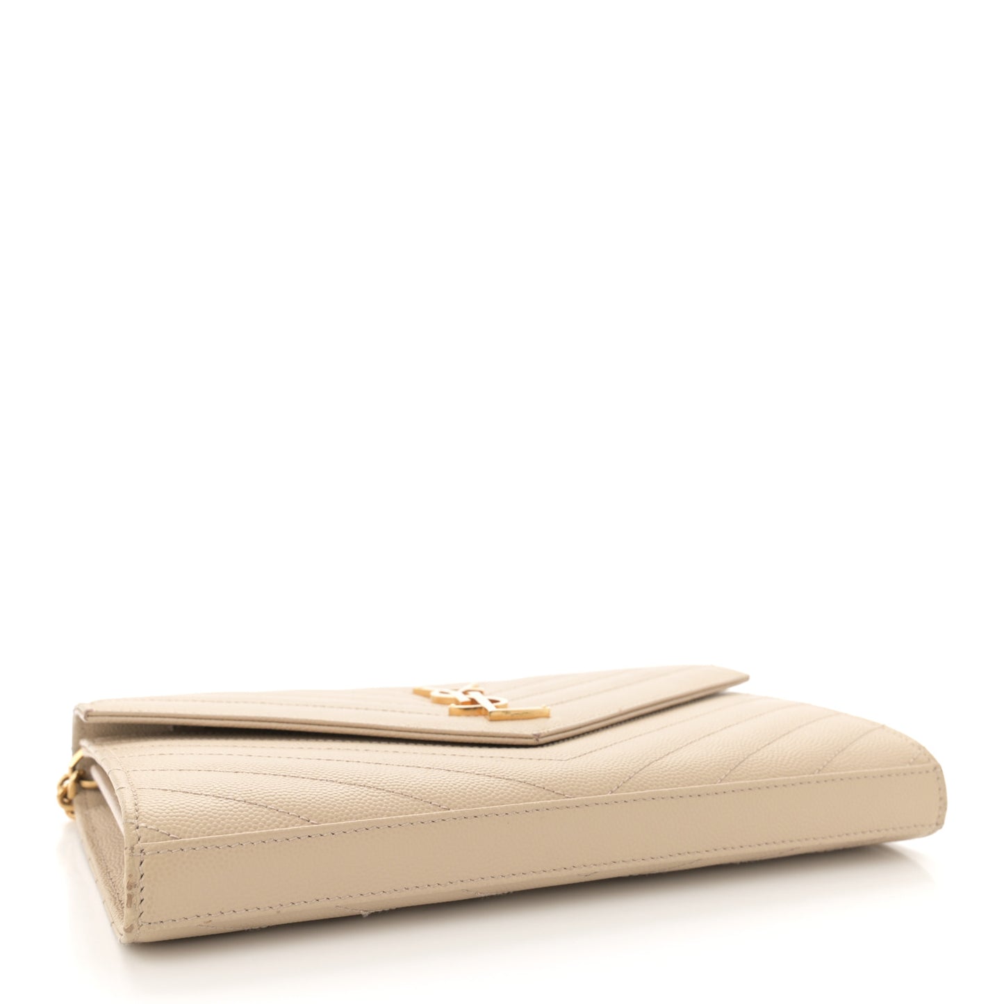 Grain De Poudre Matelasse Chevron Monogram Chain Wallet Dark Beige