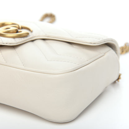 Gucci Calfskin Matelasse Super Mini GG Marmont Shoulder Bag White 6 of 11