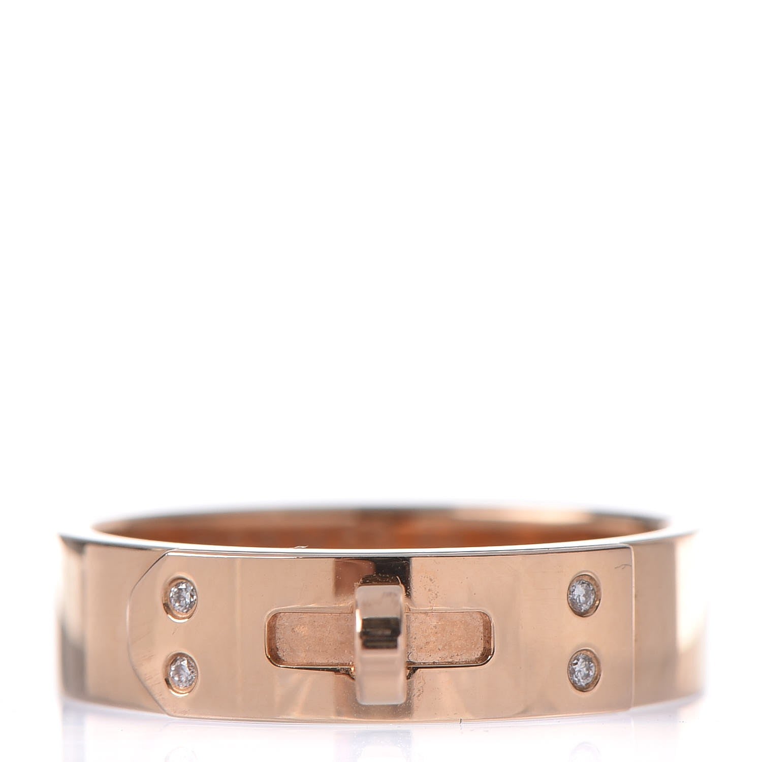 Hermes 18K Rose Gold Diamond PM Kelly Ring 54 6.75 1 of 6