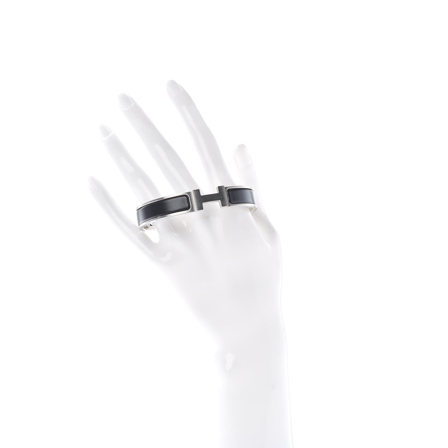 Hermes Matte Enamel Narrow Clic Clac HH Bracelet GM Black 2 of 4