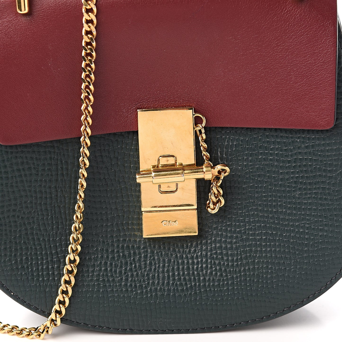 Grained Calfskin Lambskin Bi-Color Drew Shoulder Bag Plum Purple Green