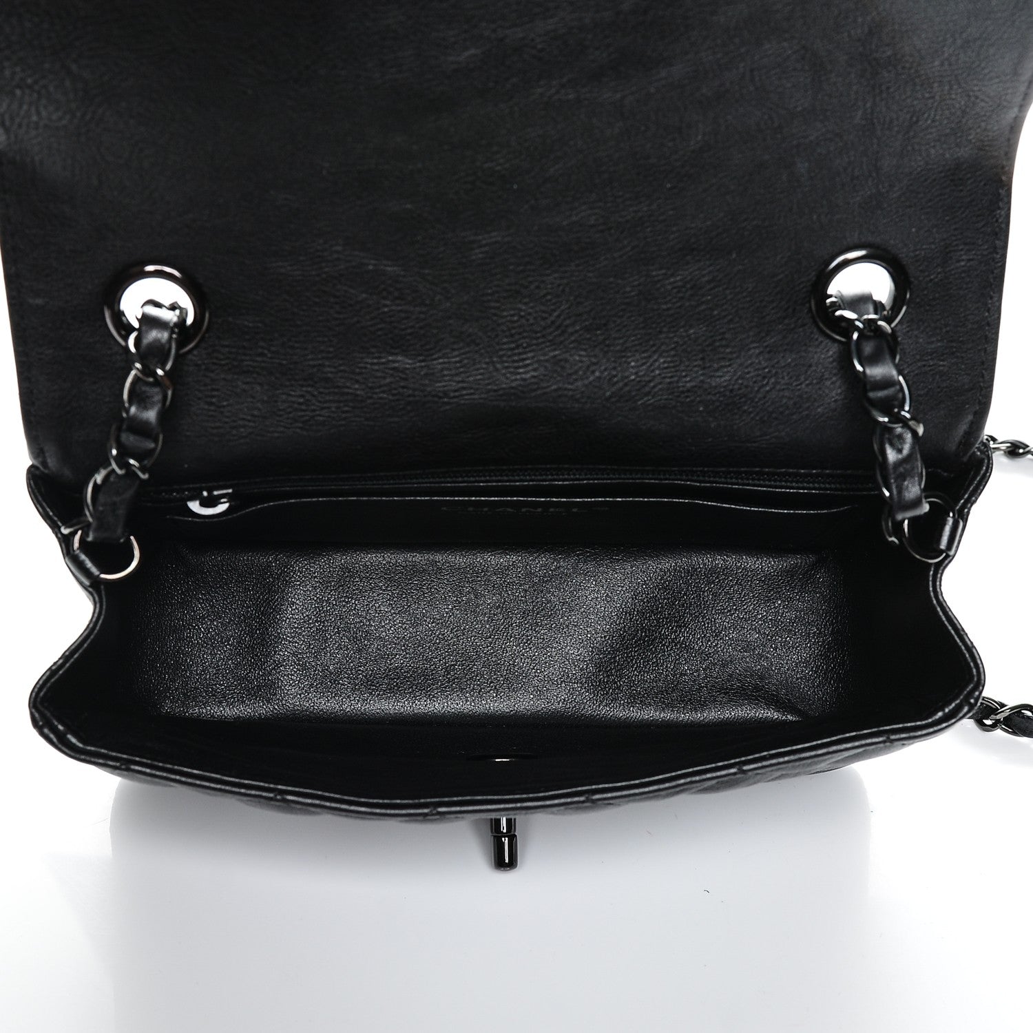 Chanel Crumpled Calfskin Quilted Mini Rectangular Flap So Black 5 of 7