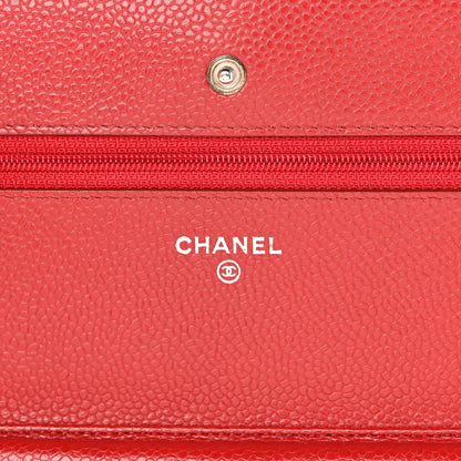 Chanel Caviar Quilted Wallet On Chain WOC Red 6 of 11