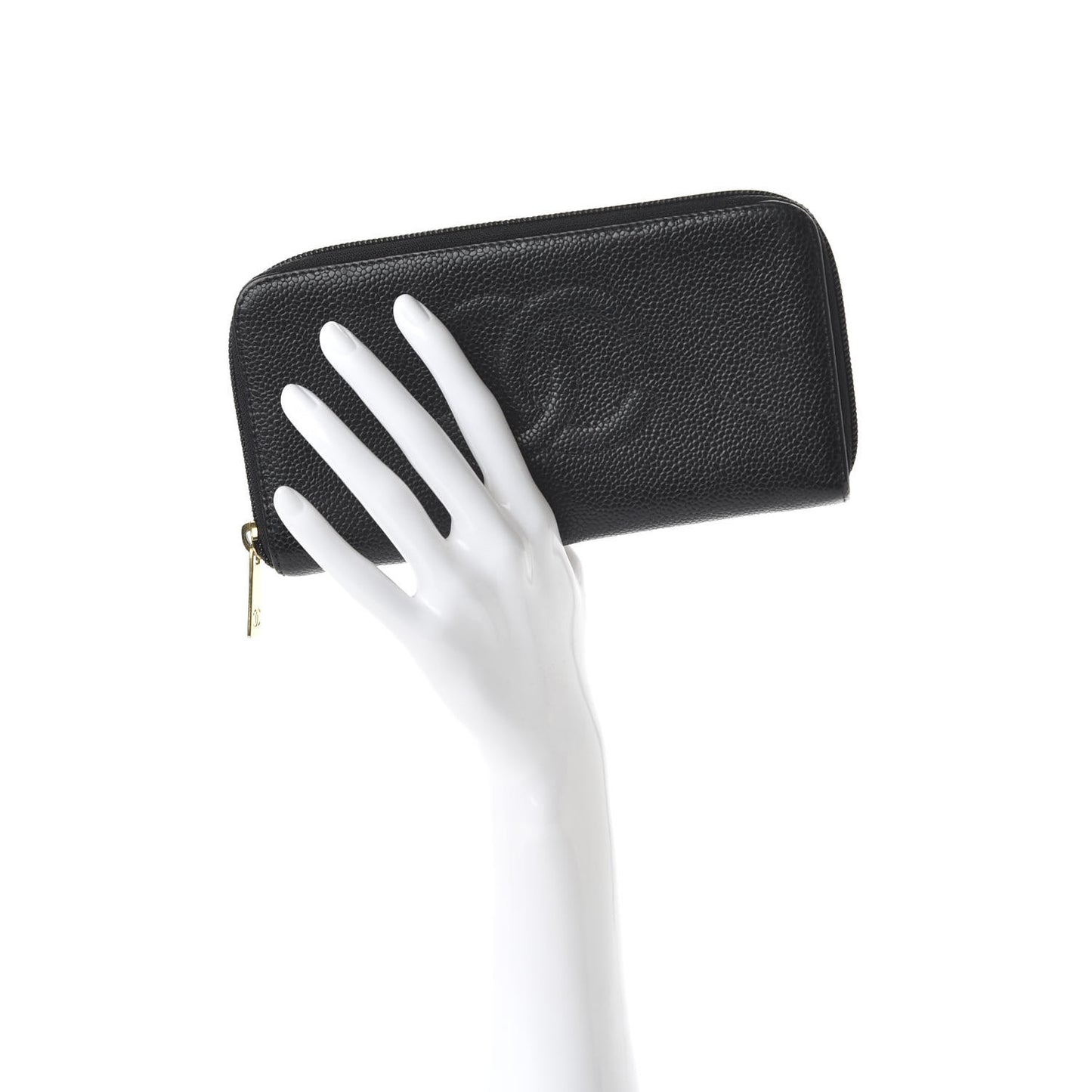 Caviar Large Timeless CC Zip Around Wallet Black