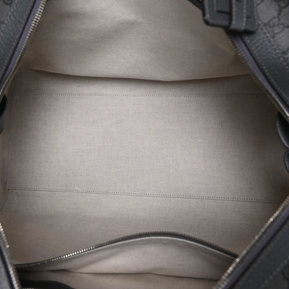 Gucci GG Supreme Monogram Textured Dollar Calfskin Medium Savoy Duffle Bag Grey Black Graphite Grey 5 of 10