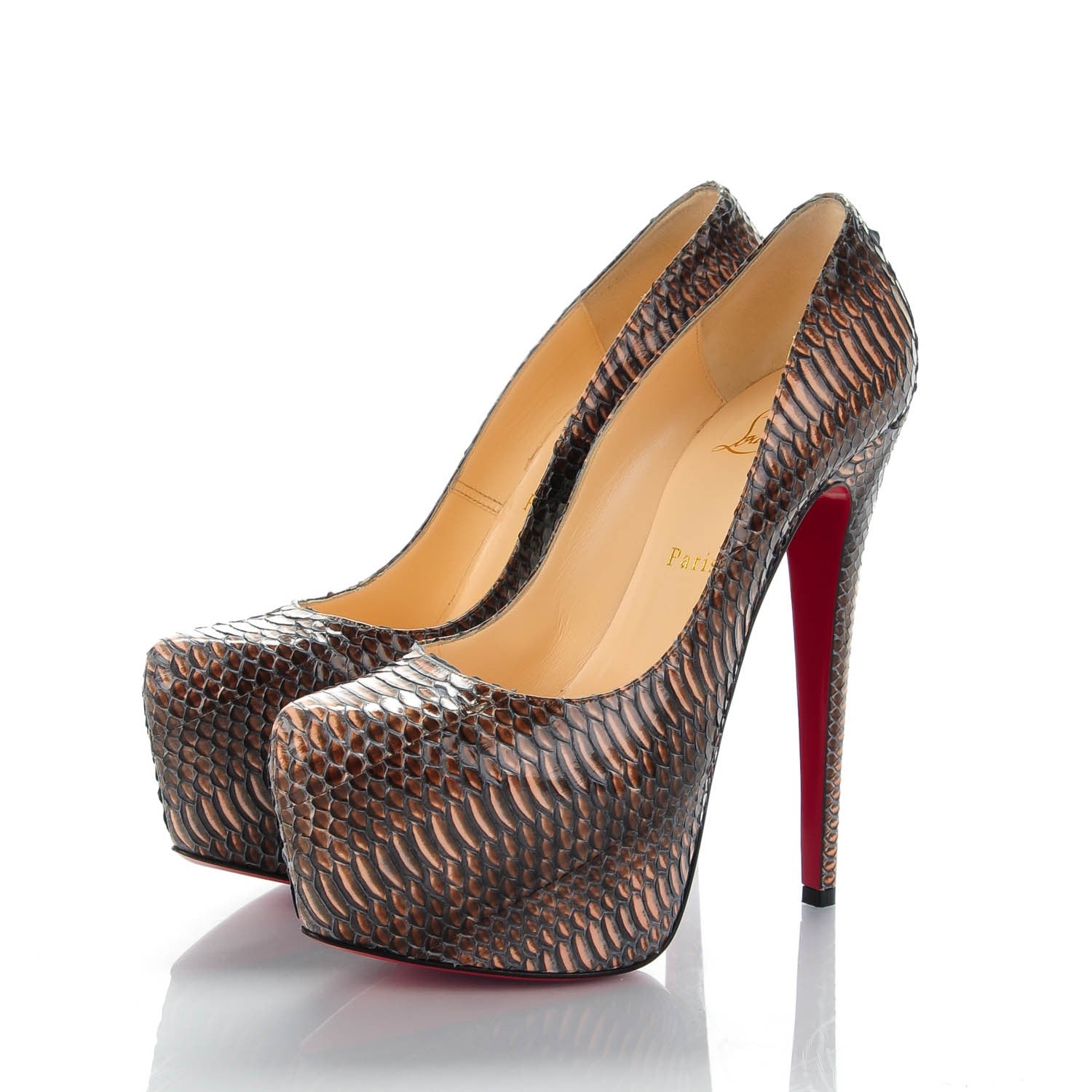 Christian Louboutin Watersnake Rocaille Daffodile 160 Pumps 39 Nude 3 of 7