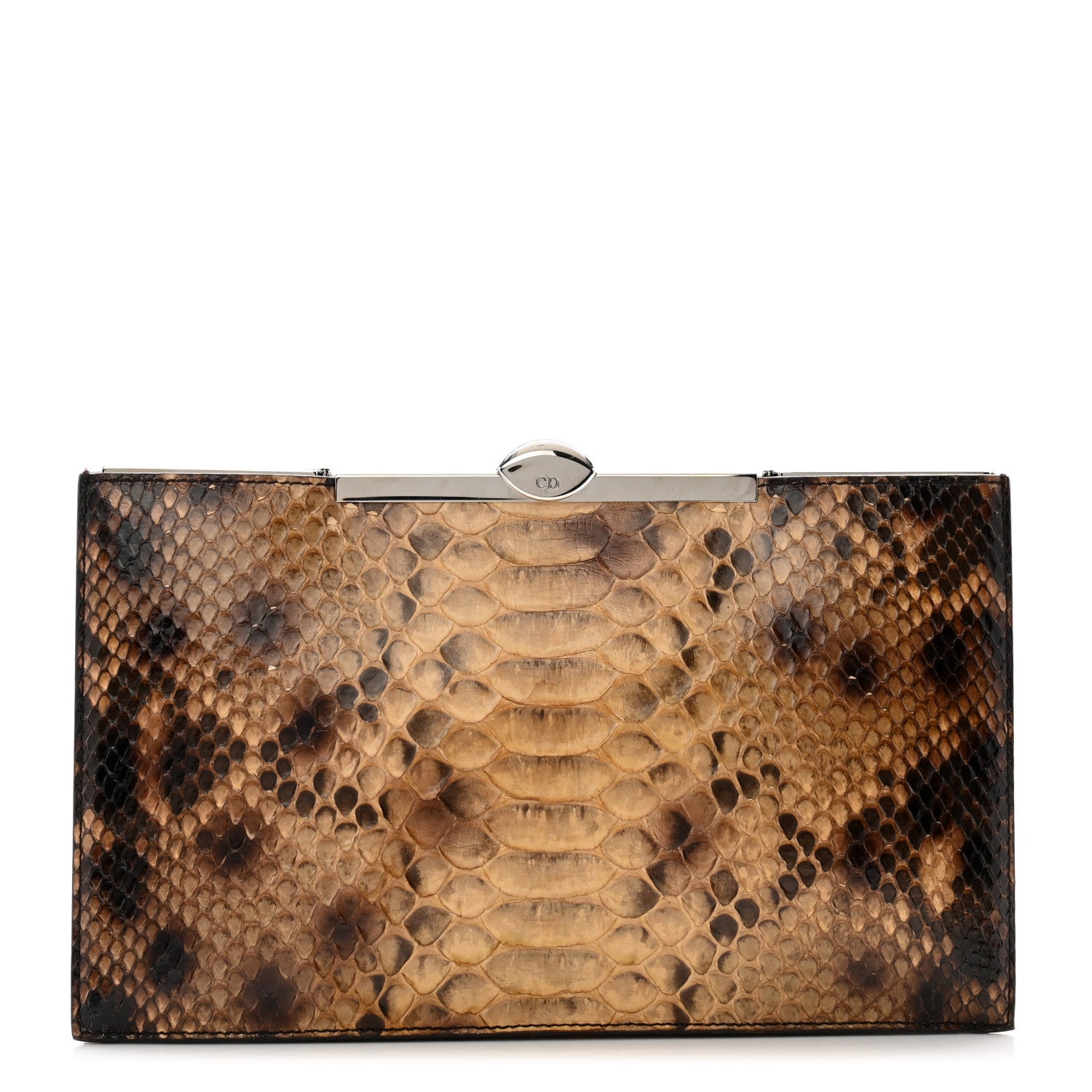 Christian Dior Snakeskin Evening Clutch Brown 1 of 12
