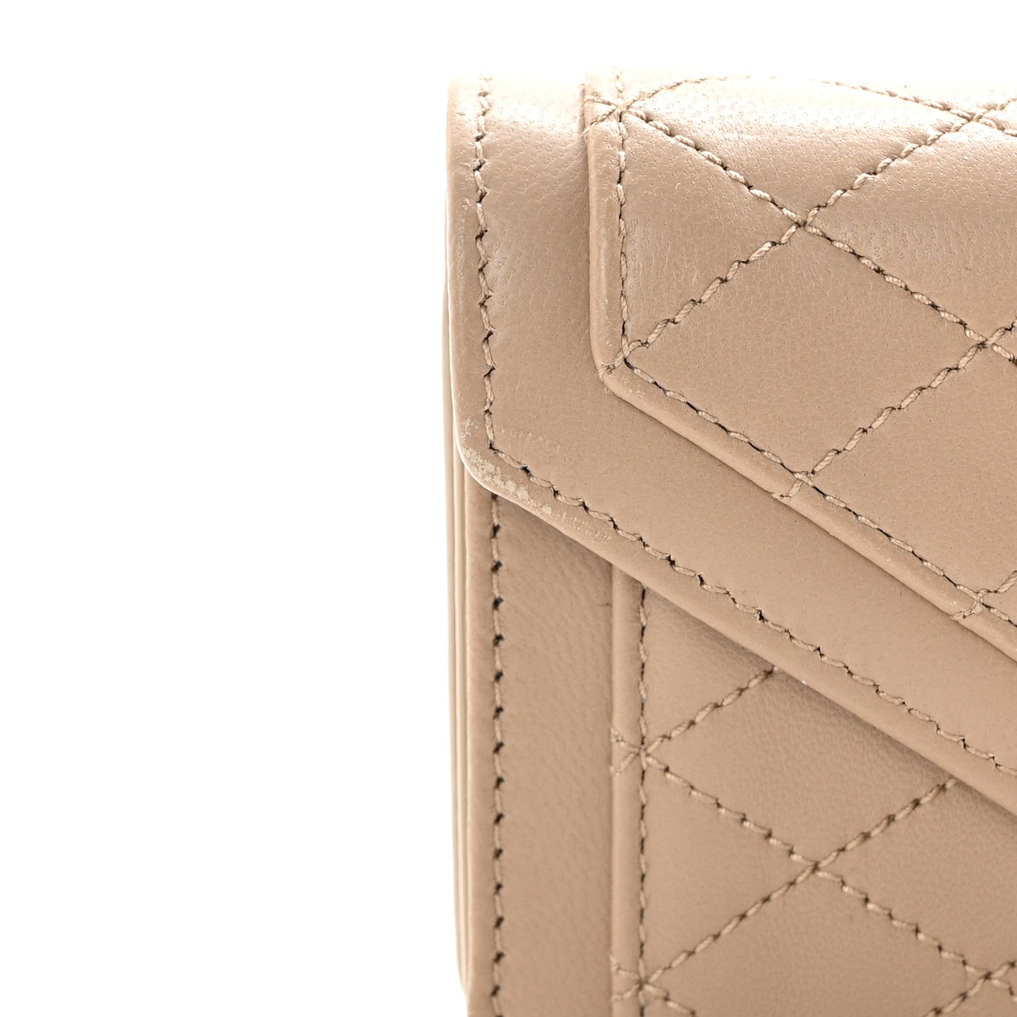 Lambskin Quilted Monogram Micro Gaby Crossbody Bag Beige