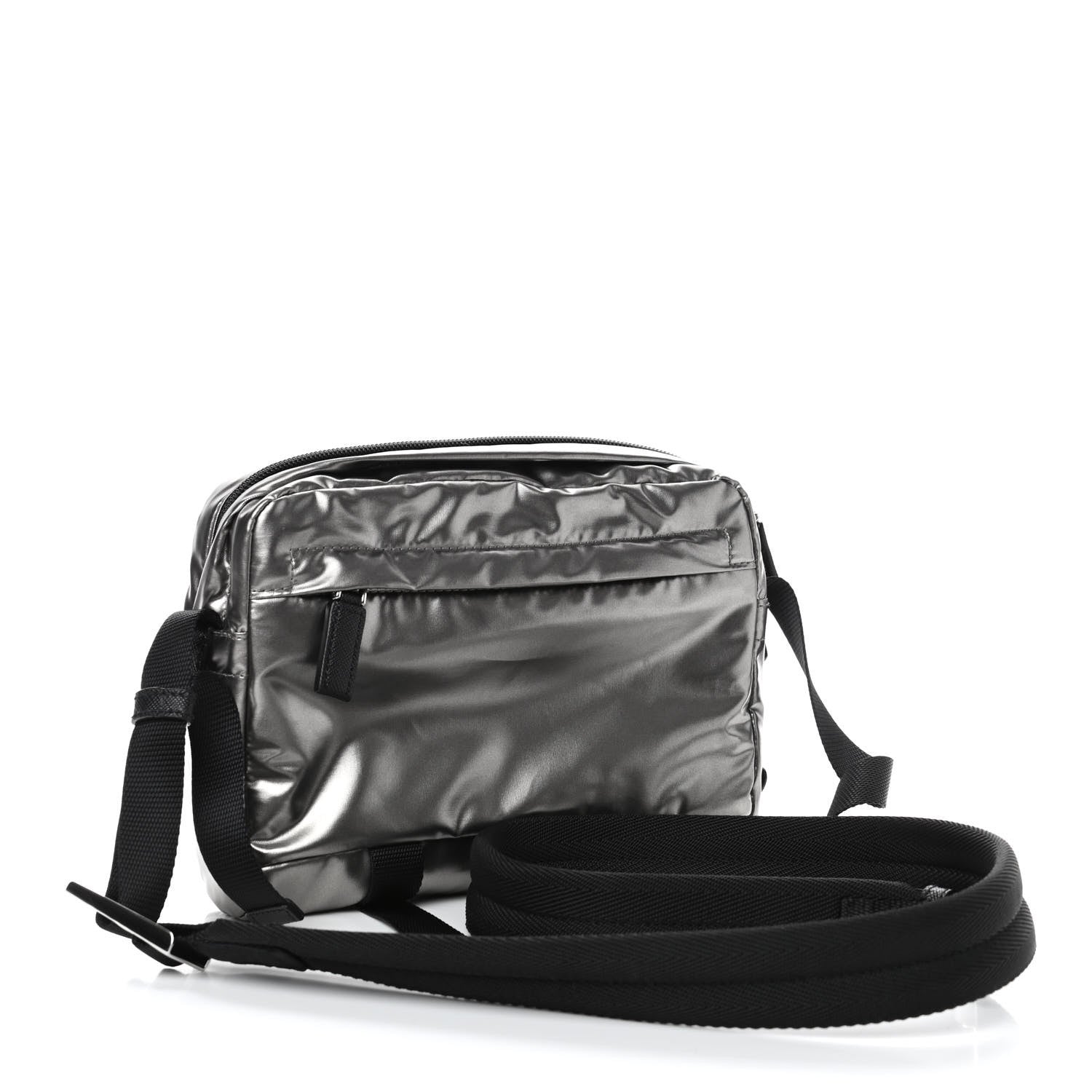 Prada Metallic Nylon Crossbody Bag Ferro 2 of 4