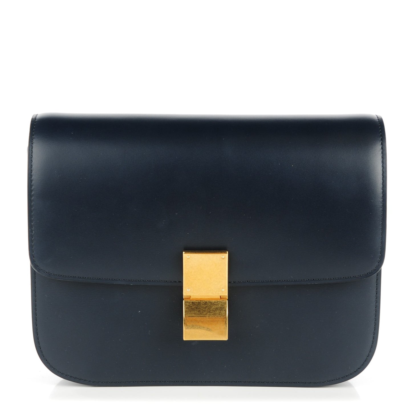Box Calfskin Medium Classic Box Flap Bag Navy Blue