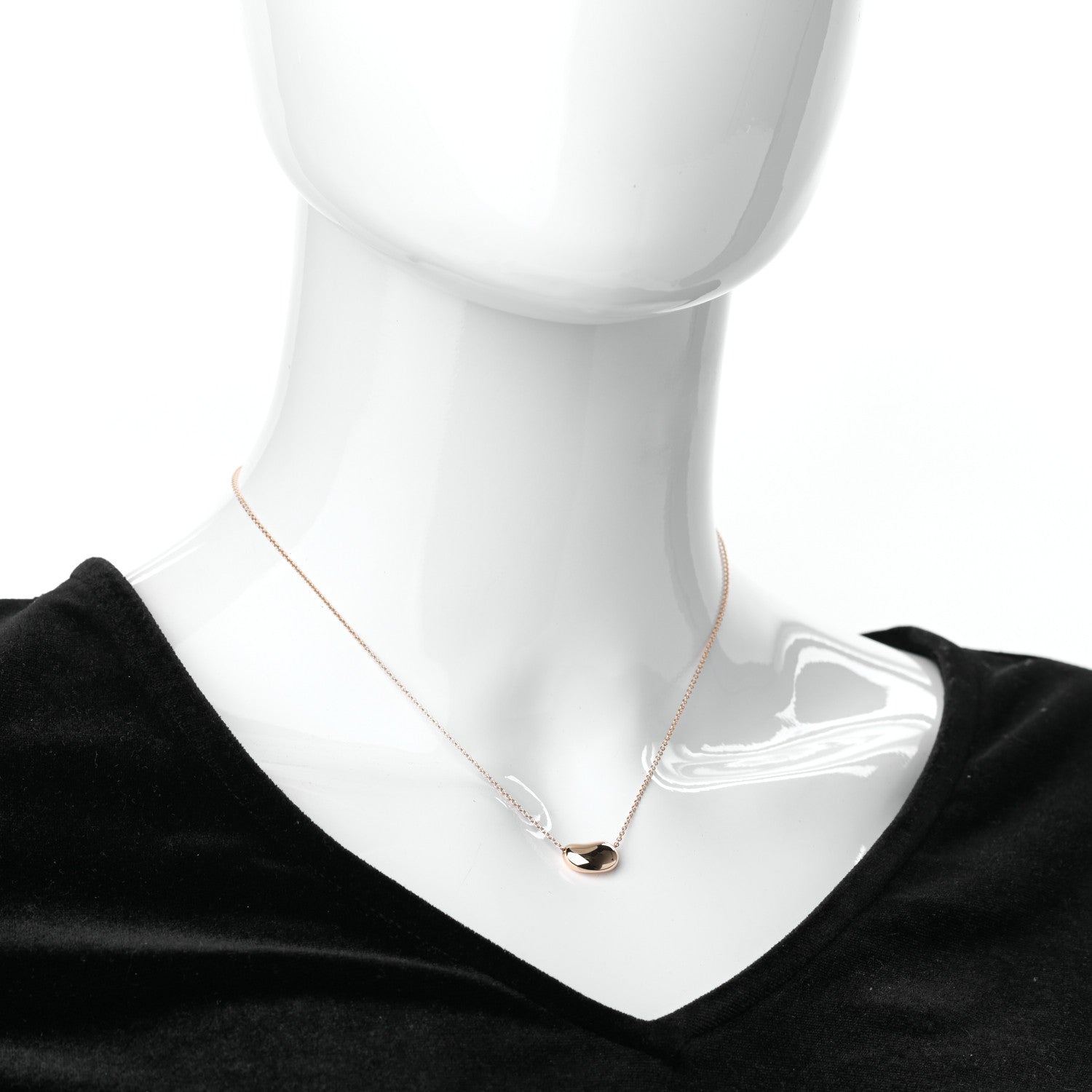 Tiffany 18K Rose Gold 12mm Elsa Peretti Bean Pendant Necklace 2 of 8