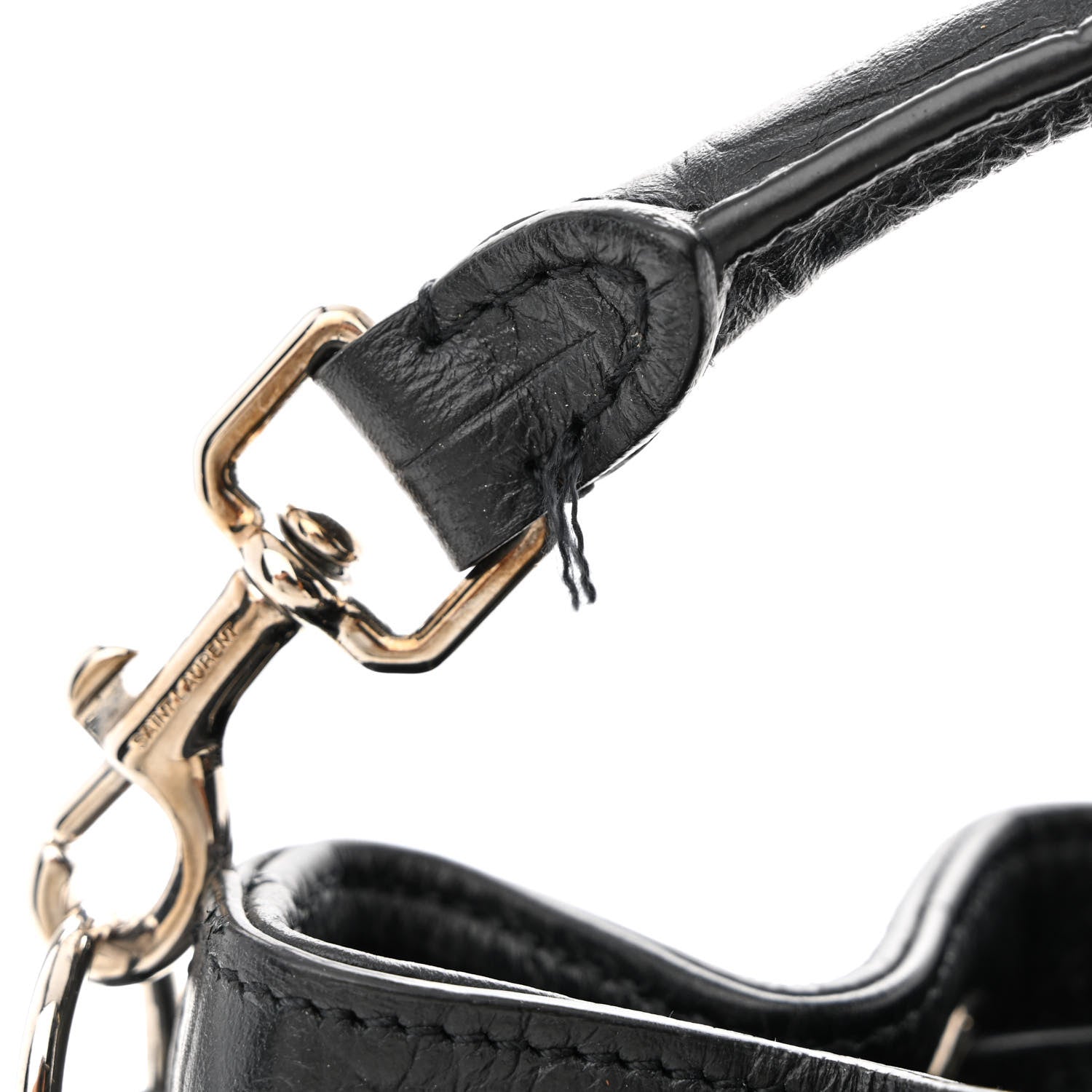 Saint Laurent Calfskin Crocodile Embossed Small Emmanuelle Bucket Bag Black 13 of 13