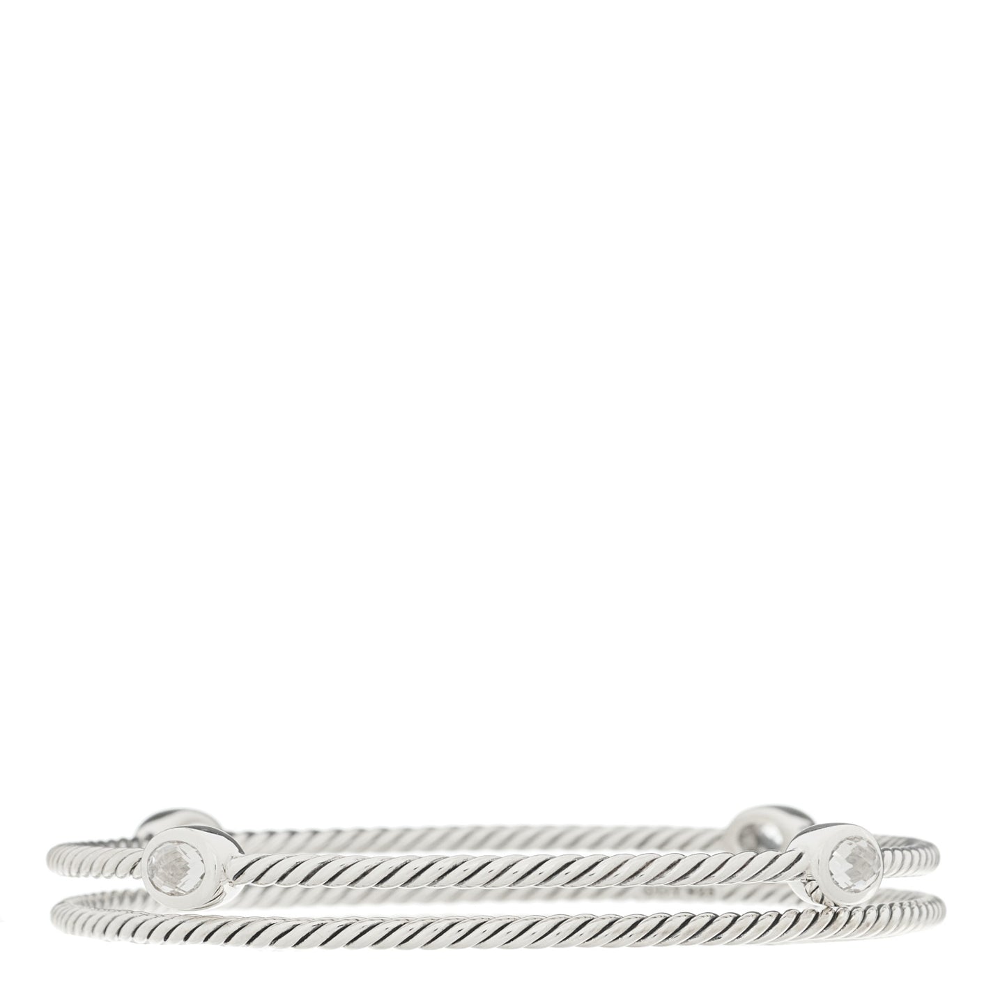 Sterling Silver Crystal Color Classics Cable Bangle Bracelet Set of 2