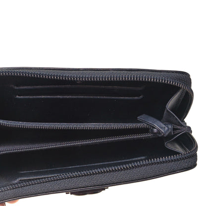 Chanel Calfskin Painted Chevron Embossed Small Boy Zip Wallet Black 5 of 9