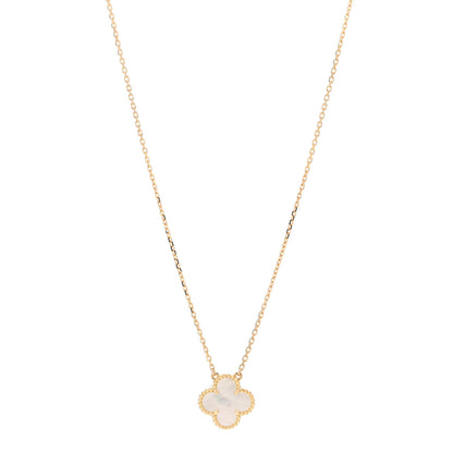 Van Cleef & Arpels 18K Yellow Gold Mother of Pearl Vintage Alhambra Pendant Necklace 1 of 6