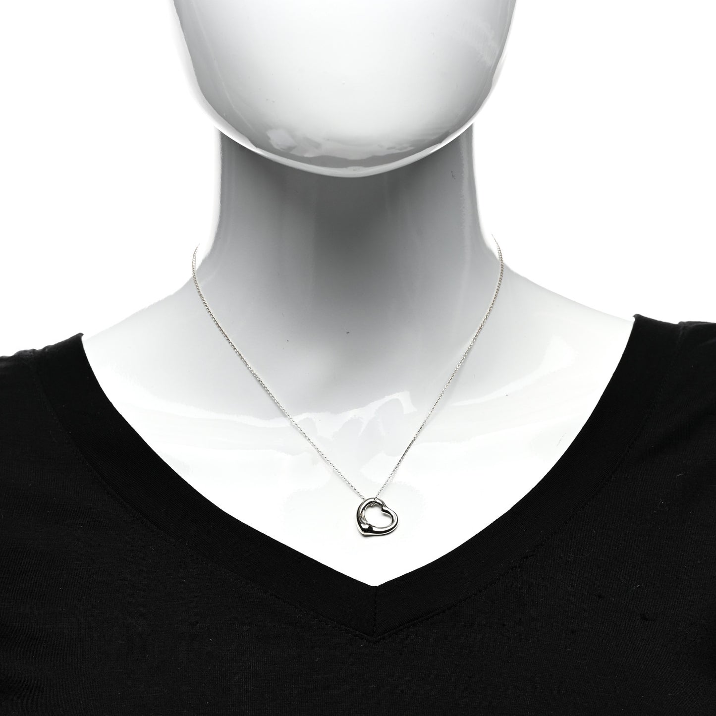 Sterling Silver 16mm Elsa Peretti Open Heart Pendant Necklace