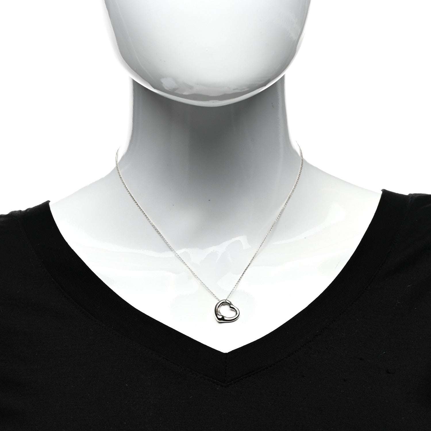 Tiffany Sterling Silver 16mm Elsa Peretti Open Heart Pendant Necklace 2 of 4