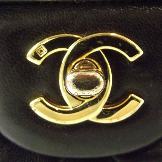 Lambskin Medium Double Flap Black
