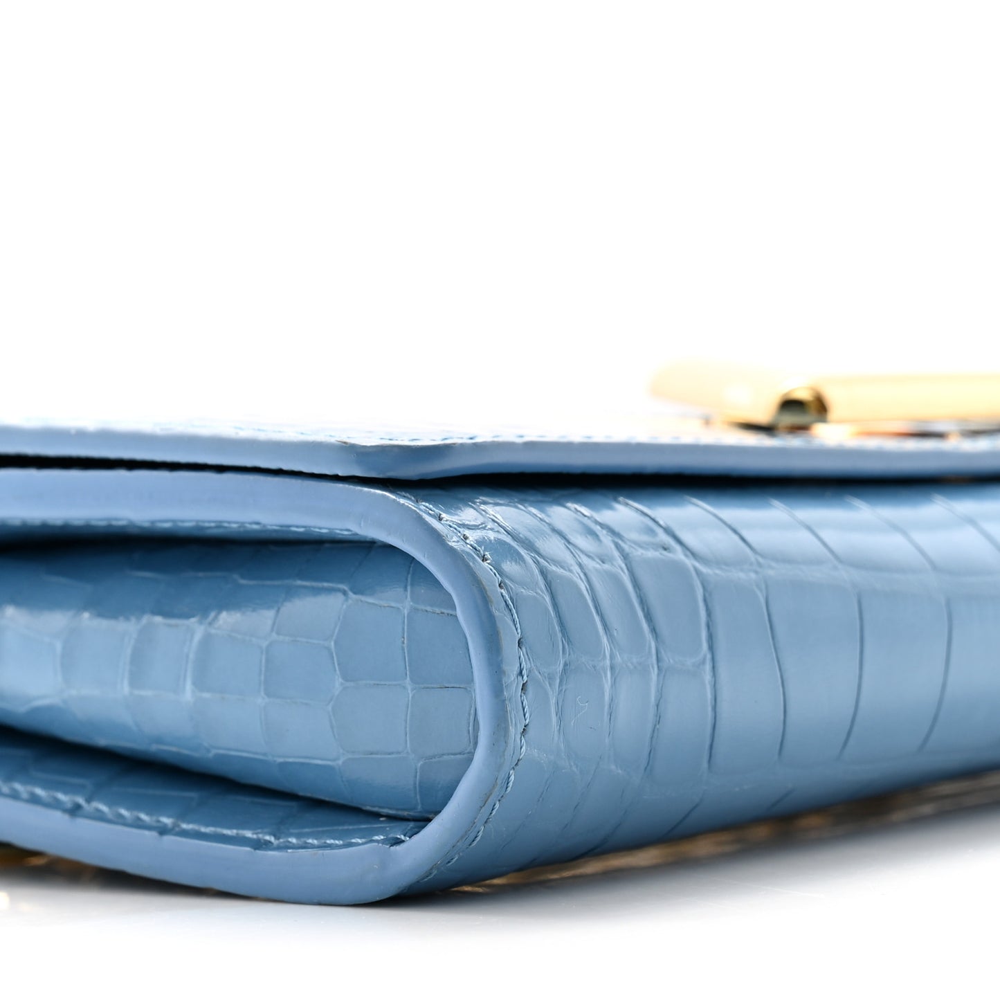 Crocodile Twist Chain Wallet Bleuet