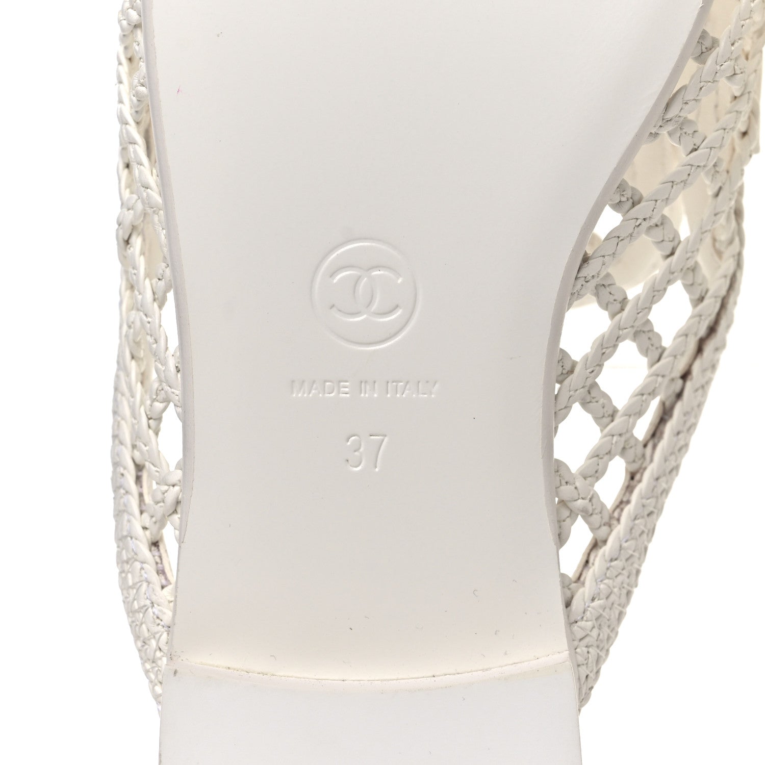 Chanel Braided Lambskin Mule Sandals 37 White 7 of 9
