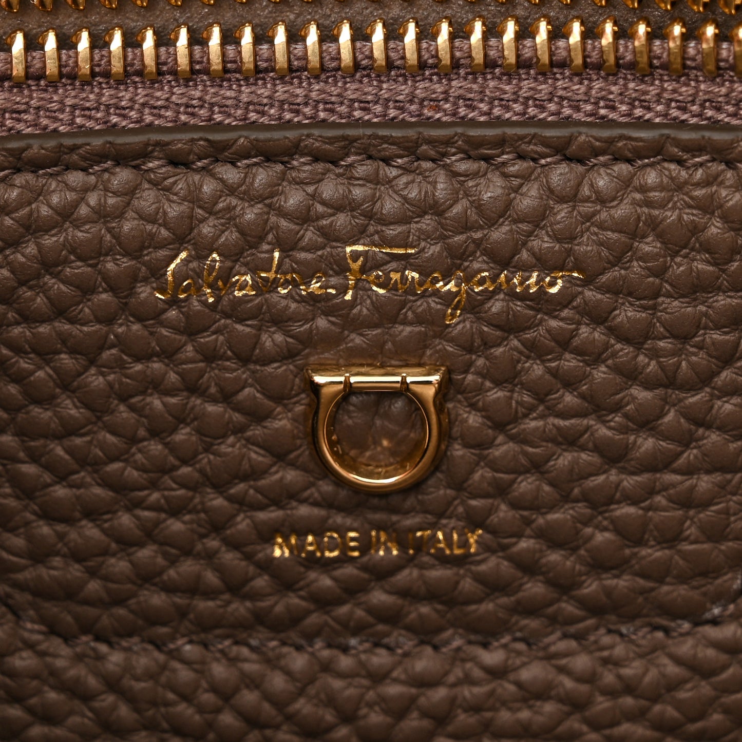 Hammered Calfskin Double Handle Small Amy Tote Caraway Seed