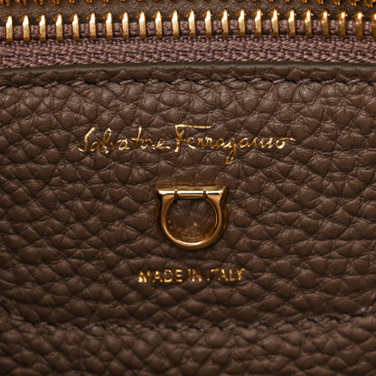 Salvatore Ferragamo Hammered Calfskin Double Handle Small Amy Tote Caraway Seed 6 of 11