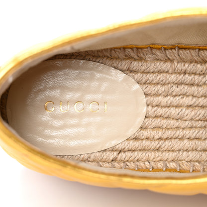 Gucci Metallic Nappa Matelasse GG Pilar Flatform Lace-Up Espadrilles 39 Oro Vecchio 8 of 14