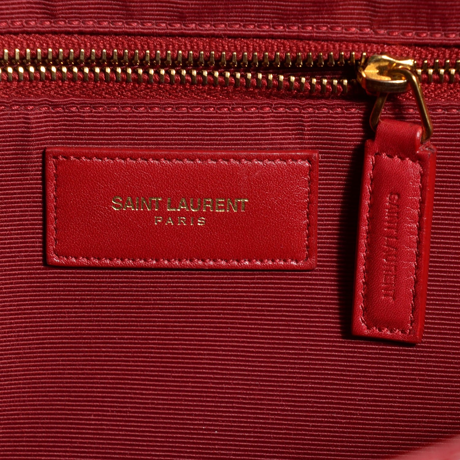 Saint Laurent Lambskin Matelasse Chevron Large Monogram Satchel Red 6 of 8
