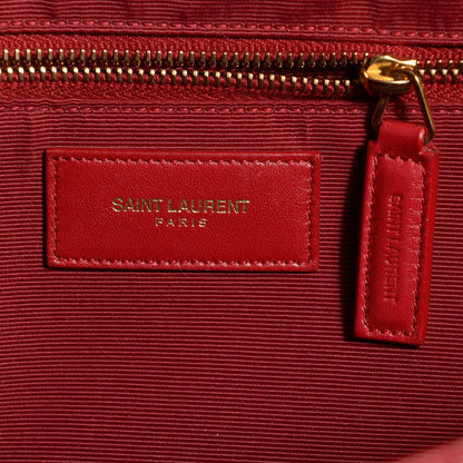 Saint Laurent Lambskin Matelasse Chevron Large Monogram Satchel Red 6 of 8