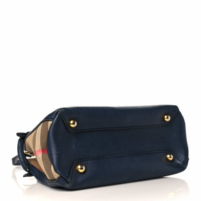 Burberry Calfskin House Check Small Banner Tote Midnight Blue 4 of 12