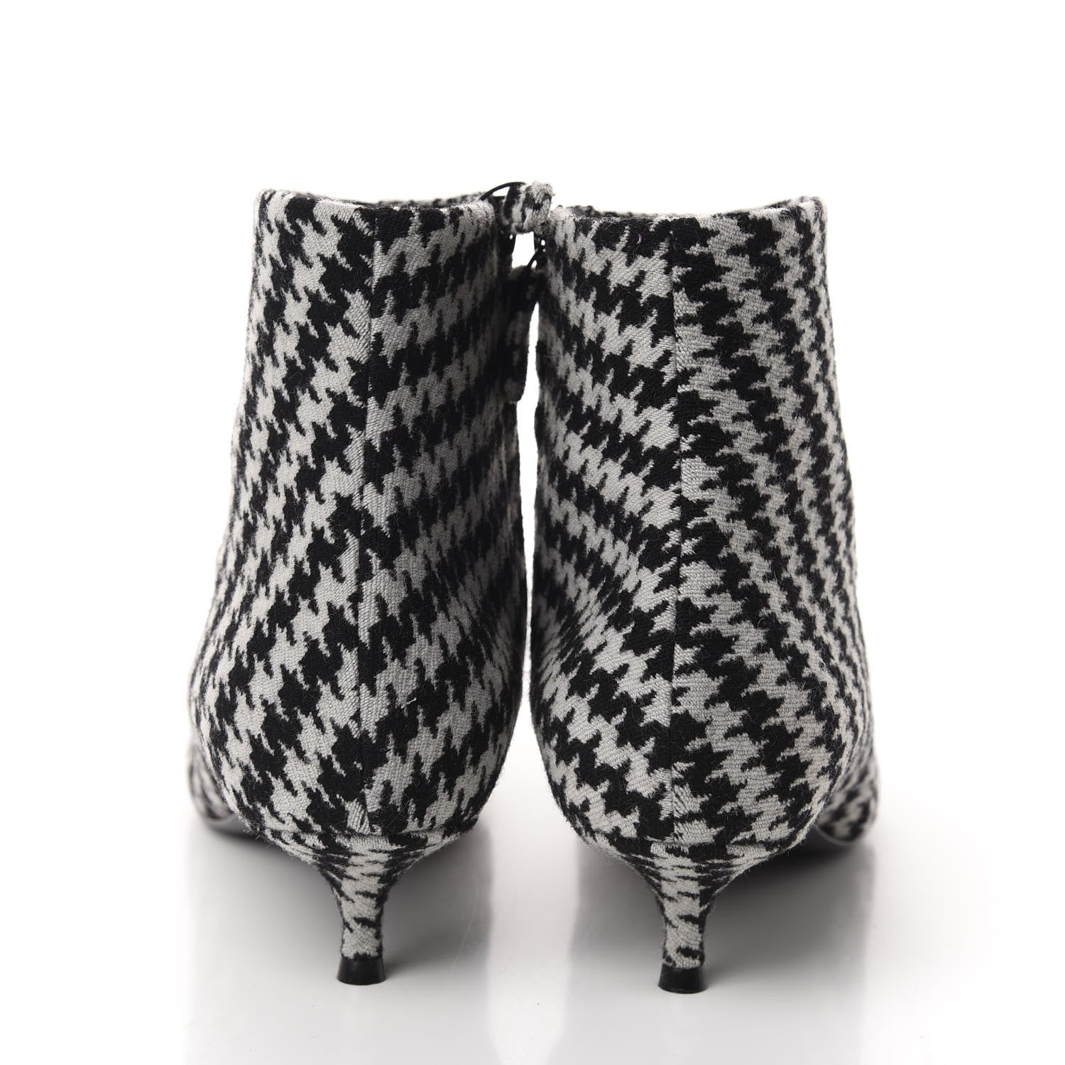 Balenciaga Wool Houndstooth BB Pointy Toe Ankle Booties 41 Black Ivory 5 of 10